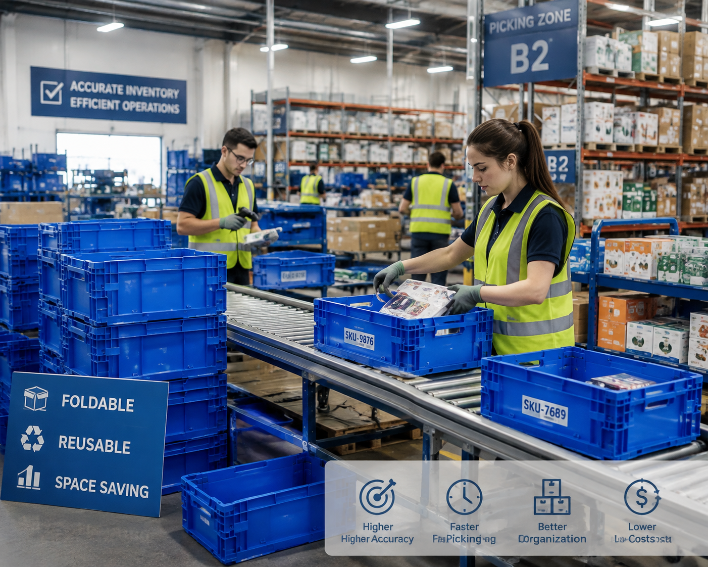 Neueste Unternehmensblogs über Wie Einzelhandelsvertriebszentren klappbare Plastikkästen verwenden, um die Inventargenauigkeit zu verbessern