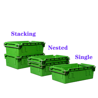 kaufen 45L Stack und Nest Plastikkiste Umsatz Bewegung Behälter Nesting Plastikkiste mit Griff Online-Herstellung