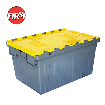 Die Logoschifffahrtsbox mit dem angeschlossenen Deckelcontainer Die beste logistische Transportlösung